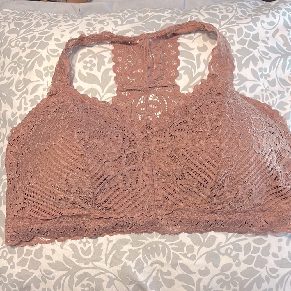 Maurices Dusty Pink Lace Bralette Racerback Design - Size 1x NWOT
